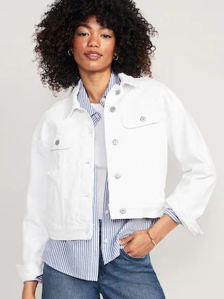 Cropped White-Wash Jean Jacket for Women | Old Navy (US)