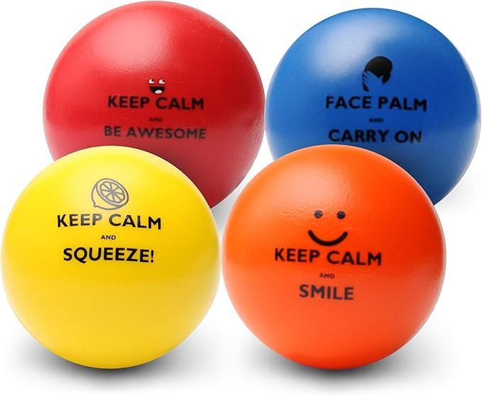 Keep Calm Funny Motivational Stress Balls | Hand Exercise Gift 4 Pack | Fidget Accessory for Stre... | Amazon (US)