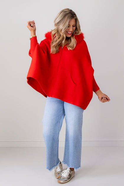MITCHIE'S Aimee Red Fox Fur Poncho | The Willow Tree