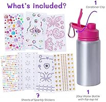 Purple Ladybug Decorate Your Own Water Bottle for Girls with Tons of Rhinestone Glitter Gem Stick... | Amazon (US)