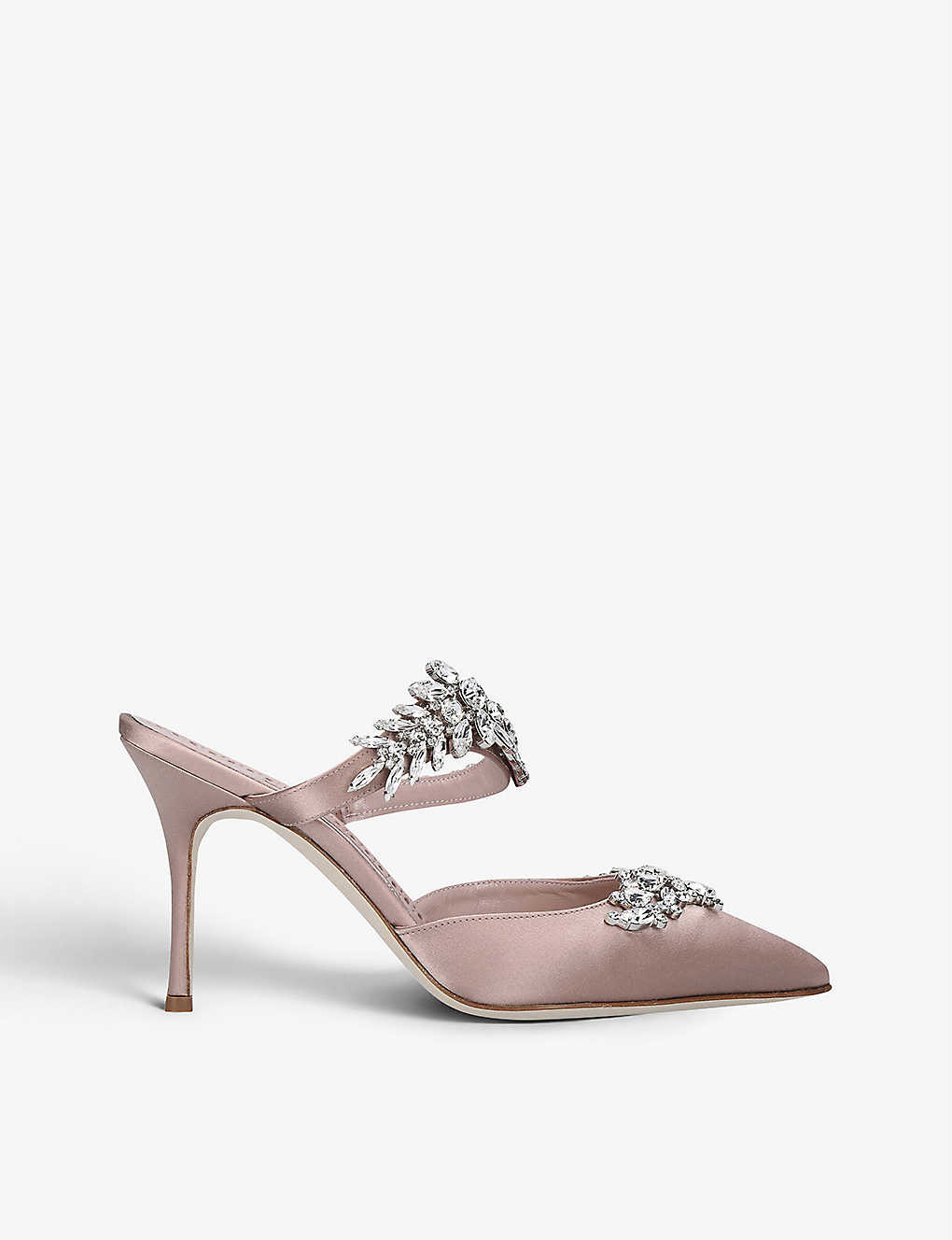 Lurum 90 crystal-embellished satin mules | Selfridges