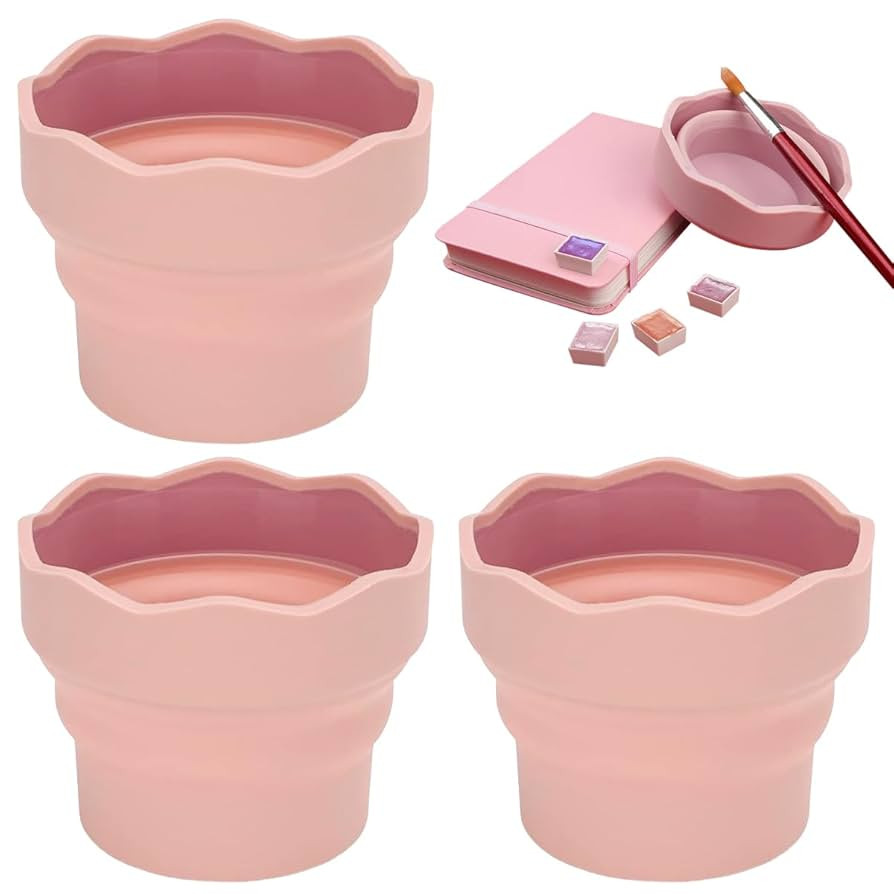 3 PCS Collapsible Paint Brush Washer Brush Rinser Cup Mini Foldable Silicone Watercolor Cup Silic... | Amazon (US)