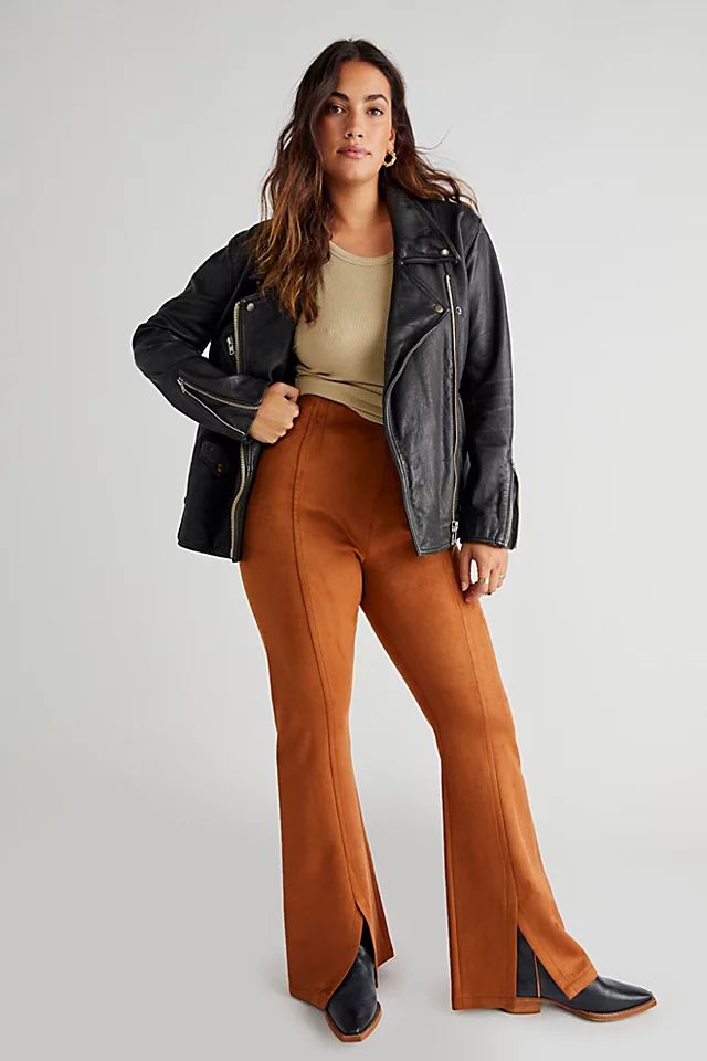 CRVY Real Deal Vegan Suede Flare Pants | Free People (Global - UK&FR Excluded)