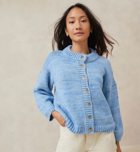 Chunky knit cardigan in blue from Loeffler Randall  