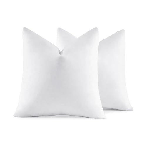 MIULEE 28x28 Pillow Inserts,Set of 2 Down Feather Throw Pillows for Couch Sofa Bed, Decorative Fluffy Throw Pillow Inserts Cotton Fabric,White | Amazon (US)