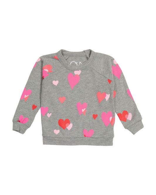 Girls Heart Raglan Pullover Sweatshirt | TJ Maxx