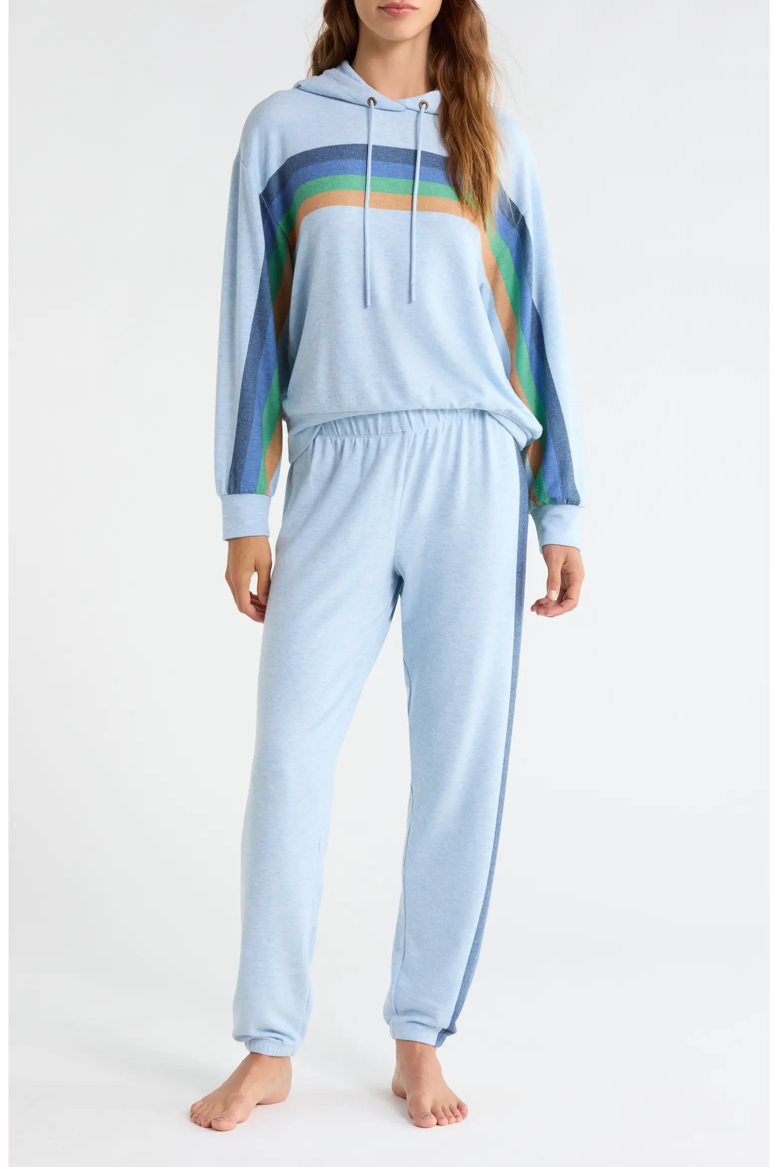 Radiant Stripe Peached Jersey Hoodie Pajamas (Women) | Nordstrom | Nordstrom