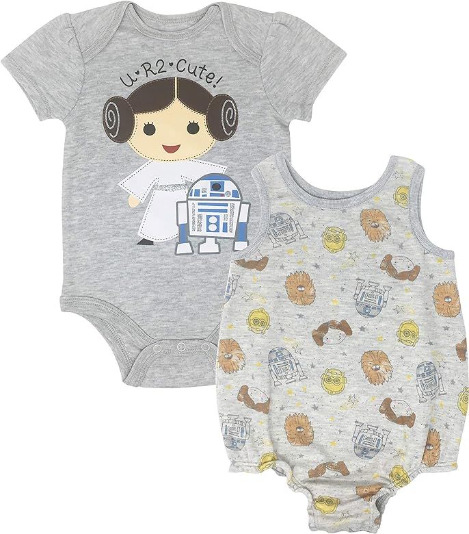 STAR WARS Princess Leia Infant Baby Girls Bodysuit & Sleeveless Romper Set | Amazon (US)