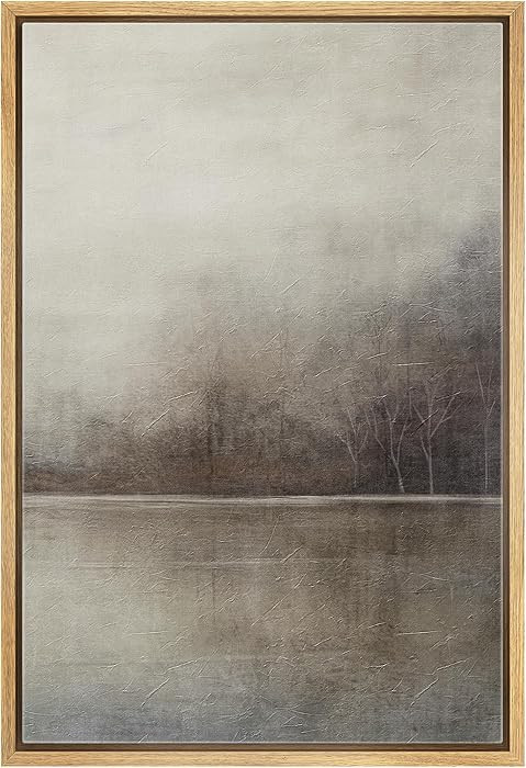 SIGNWIN Framed Canvas Print Wall Art Grey Tan Pastel Watercolor Grunge Landscape Abstract Shapes ... | Amazon (US)