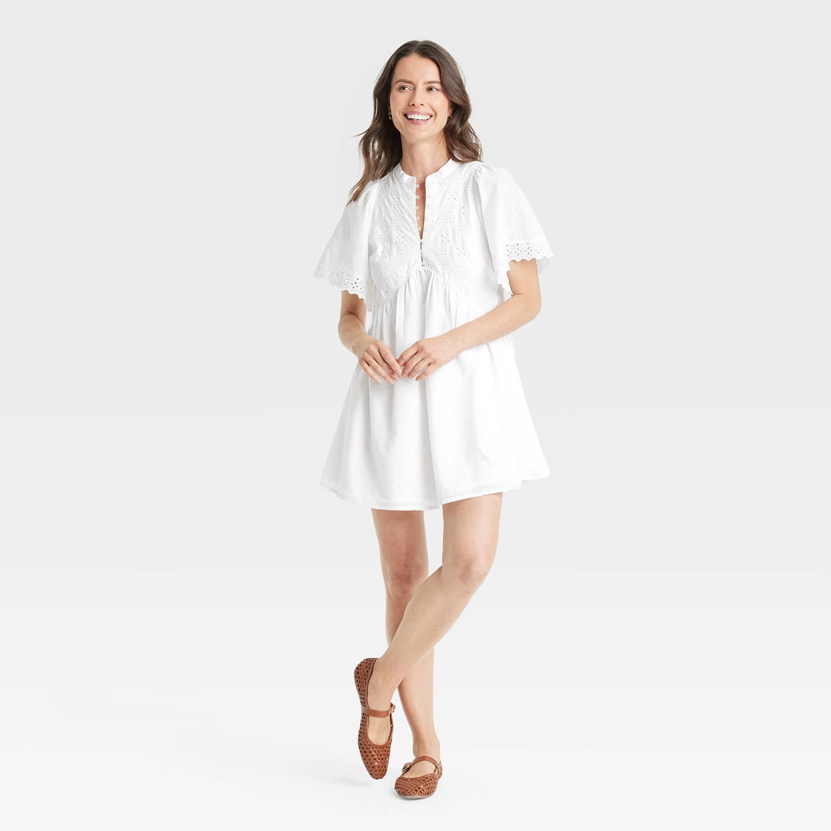 Women's Short Sleeve Eyelet Mini Skater Dress - Universal Thread™ | Target