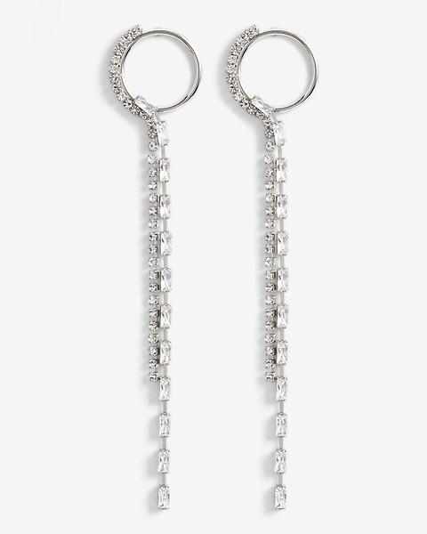 Circle Rhinestone Post Back Drop Earrings | Express
