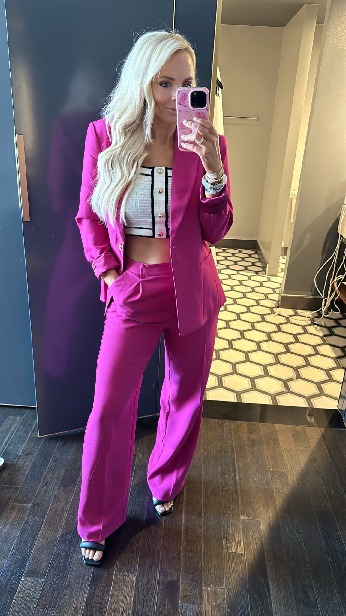 My pink power suit from Walmart has been perfect for today! I’m wearing a size medium in blazer and 6 in the pants. Perfect for the office! 

#LTKFindsUnder100 #LTKStyleTip #LTKWorkwear