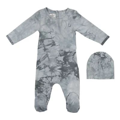 HannaKay, By Maniere Tie Dye Footie and Matching Hat in Grey | buybuy BABY | buybuy BABY