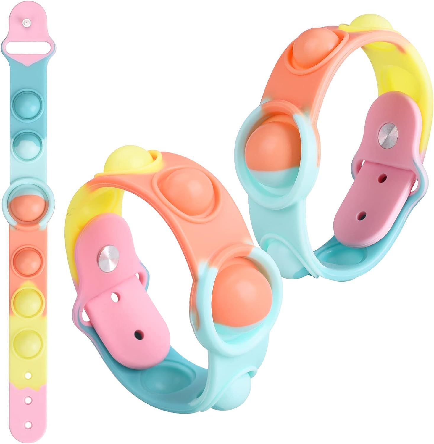 [2 Pcs] Push Pop Fidget Toy Fidget Bracelet, Push Pop Bubble Fidget Sensory Toy Multicolor Autism... | Amazon (US)
