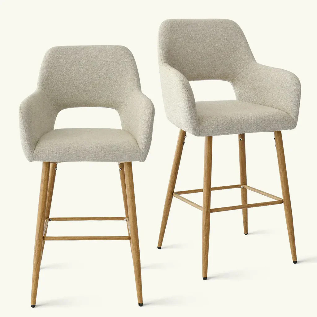 Atlanta Upholstered Counter Stool with Arms (Set of 2) | Pop Maison