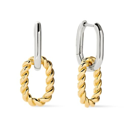 Ana Luisa Ash Double Hoop Earrings for Women - 14K Gold Plated, Silver & Two-Tone Drop Dangle Earring - Trendy Paperclip Link - Hypoallergenic, Water-Resistant & Tarnish-Free Jewelry - Gifts for Women | Amazon (US)