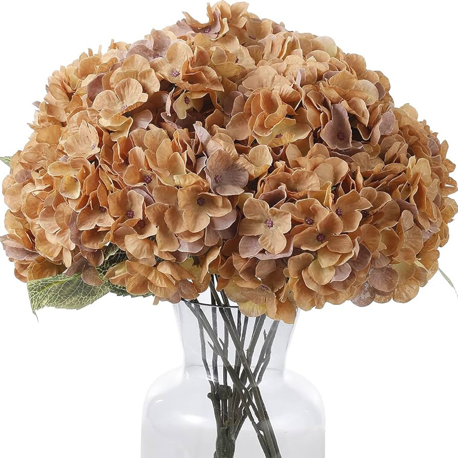2Bouquets Faux Flowers Artificial Silk Hydrangea Flowers Bouquets 10Heads for Home Table Centerpi... | Amazon (US)