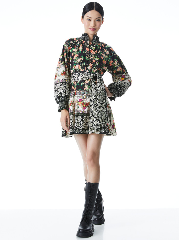 JANIS FLORAL MOCK NECK MINI DRESS | Alice + Olivia