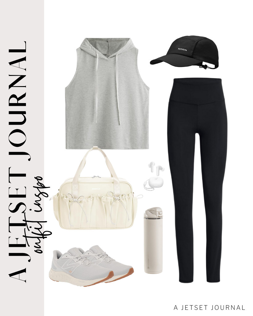 A gray hooded workout tank top that matches New Balance’s running shoes feels perfect with these buttery-soft leggings. This trendy gym bag from Ecohub also pairs well with this outfit.


#LTKSeasonal #LTKSaleAlert #LTKTravel 

 