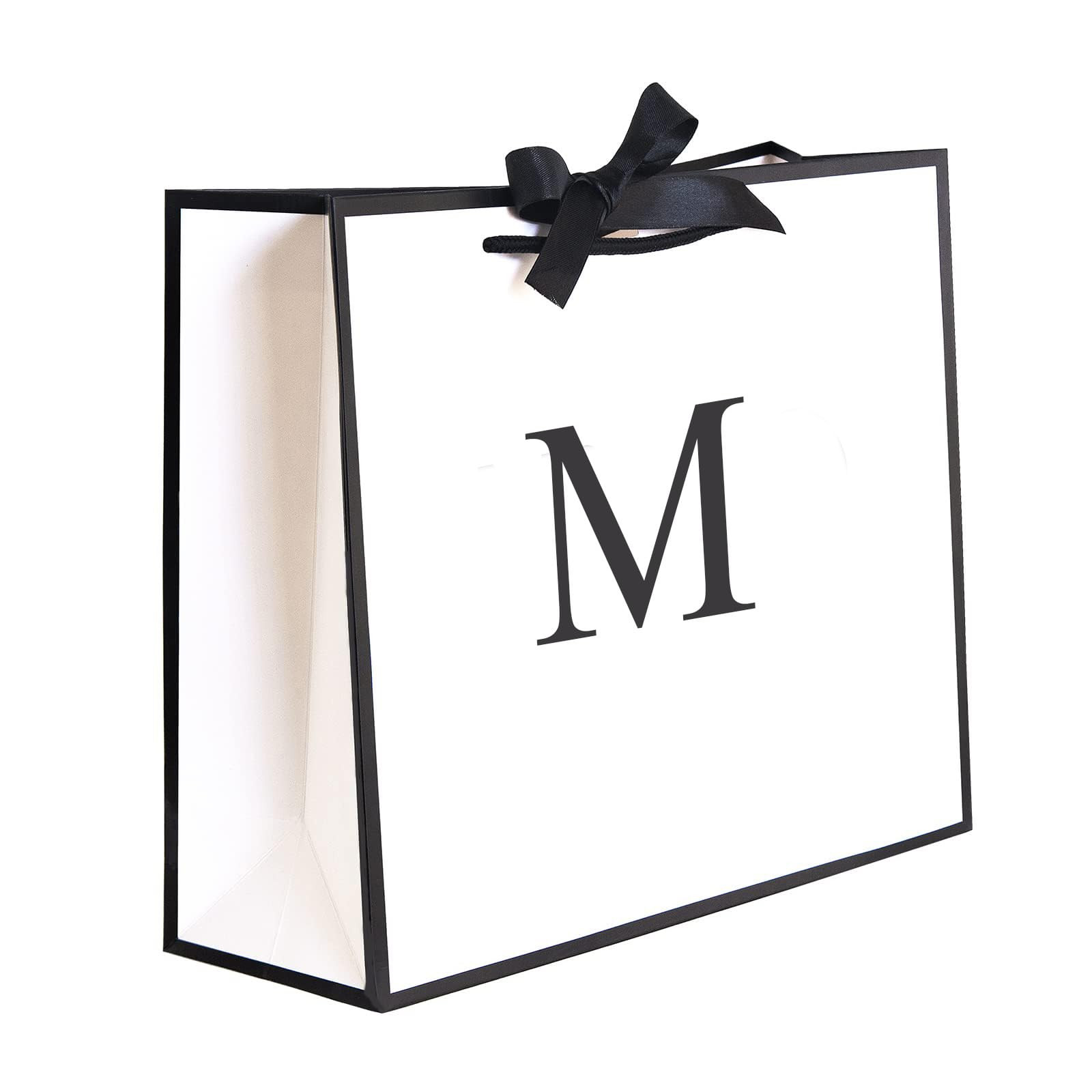 QLSKO Initial Gift Bag with Bow Ribbon Personalized Horizontal Paper Bag Monogrammed Birthday Gif... | Amazon (US)