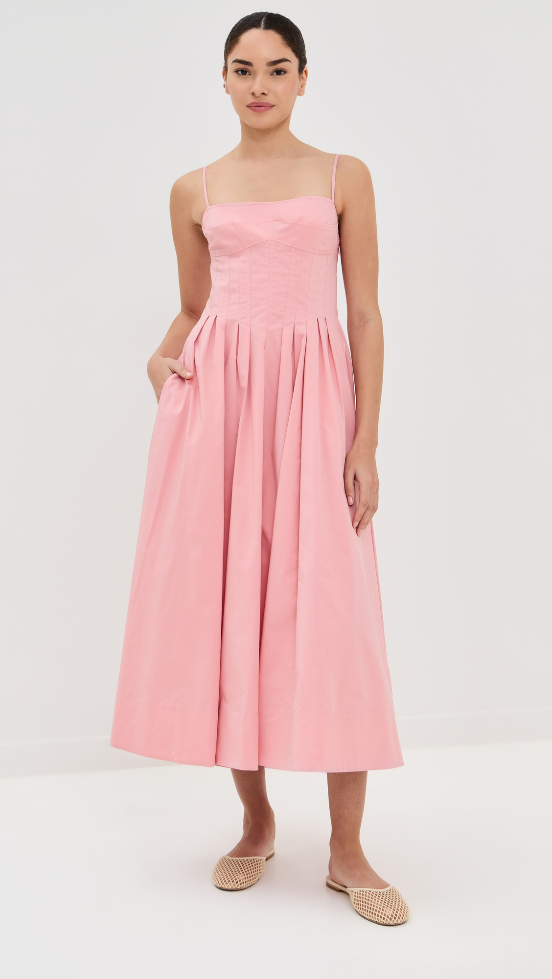 SIMKHAI Kittiya Midi Dress Dusty Rose 14 | Shopbop