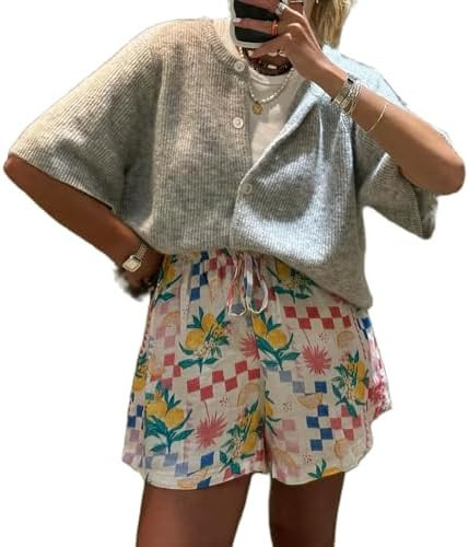 Women Y2K Cardigan Sweater Short Sleeve Button Down Ribbed Knit Crop Top Fall Winter Going Out Sw... | Amazon (US)