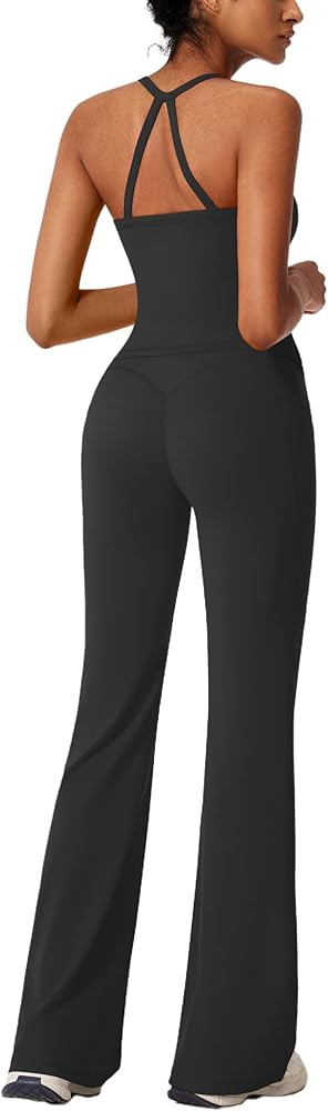 RXRXCOCO Cross Back Workout Sets for Women 2 Piece Padded Tank Tops Flare Leggings Gym Outfits wi... | Amazon (US)