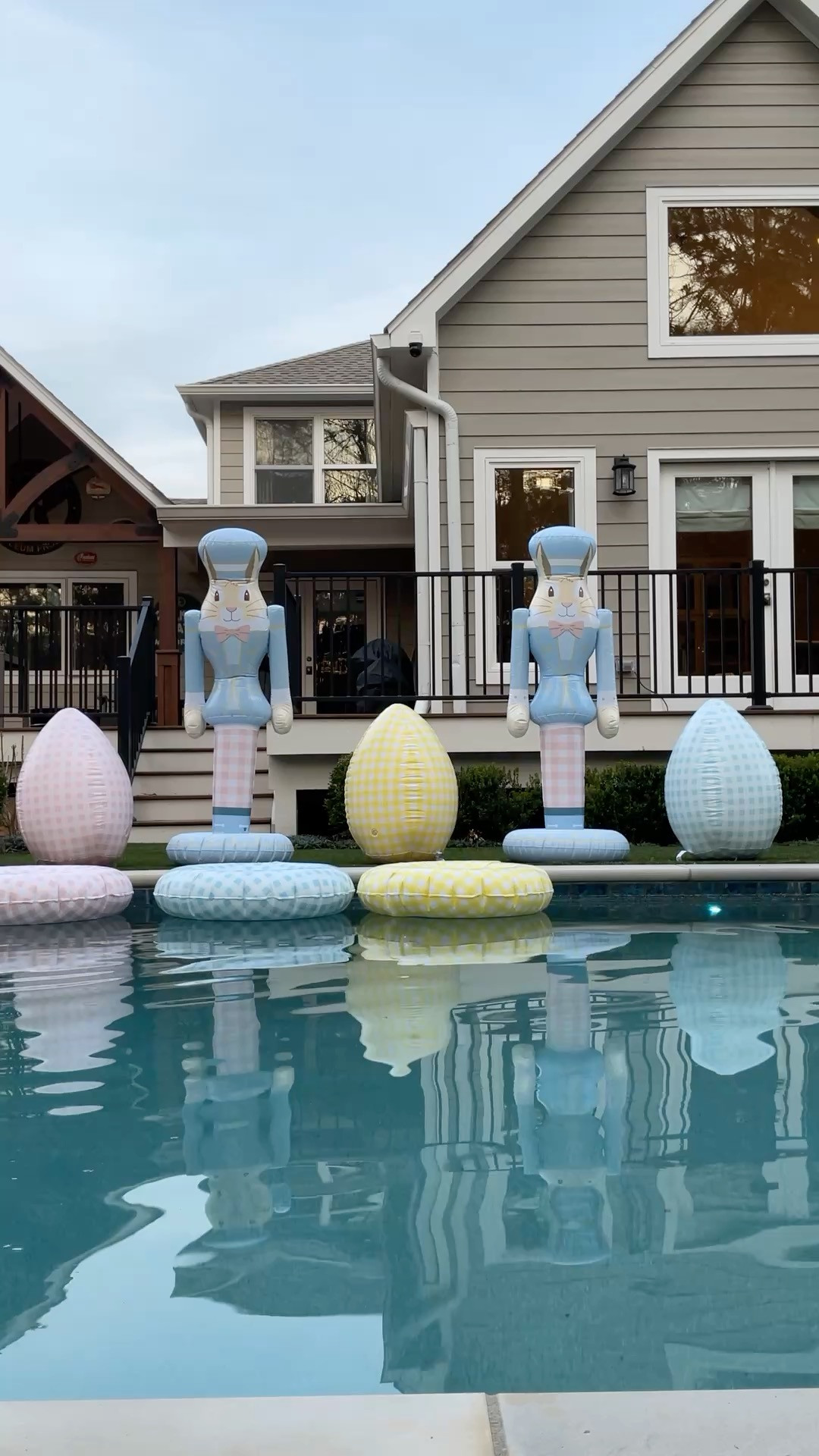 Pool is ready for Easter! Now if the temperatures could rise juuuuust a few more degrees!
How adorable are these Funboy inflatables?? The bunnies are five feet tall and weighted! And the eggs light up at night sooo fun. 

 #LTKSeasonal #LTKHome