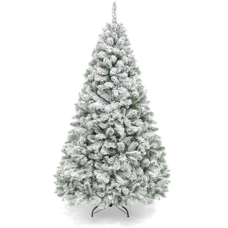 Best Choice Products Green Unlit Pine Snow Flocked Premium Holiday Christmas Tree, with Branches ... | Walmart (US)