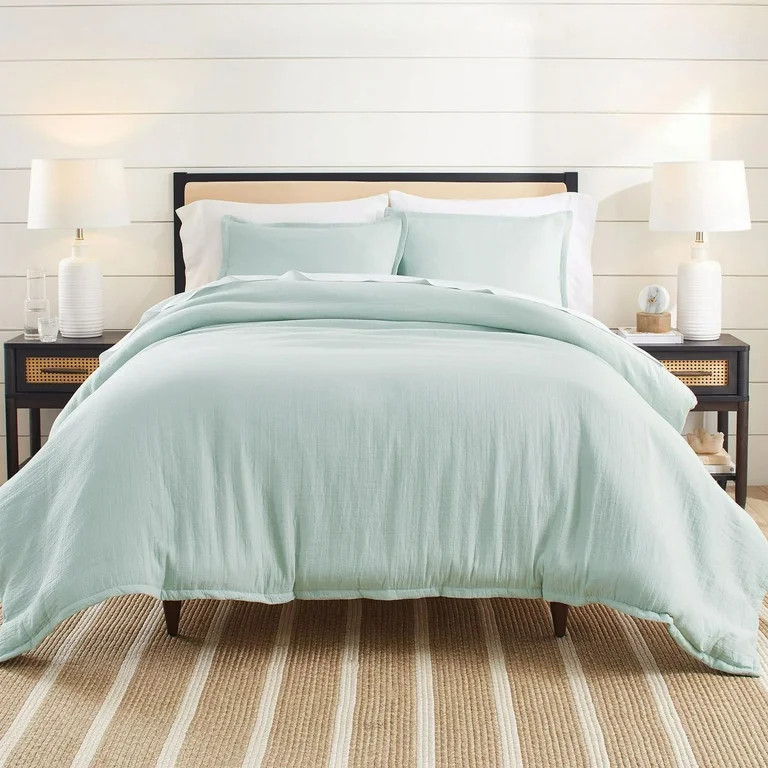 Better Homes & Gardens 3-Piece Sage Green Crinkled Gauze Comforter Set, Adult Full/Queen | Walmart (US)