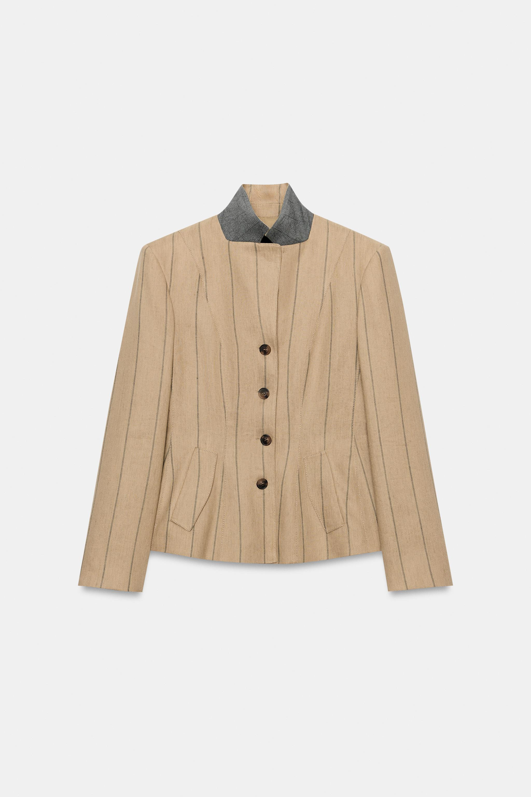 ZW COLLECTION STRIPED LINEN BLEND BLAZER | Zara US