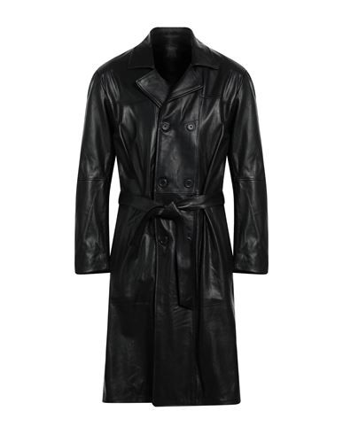 Street Leathers Man Overcoat & Trench Coat Black Size S Soft Leather | YOOX (US)