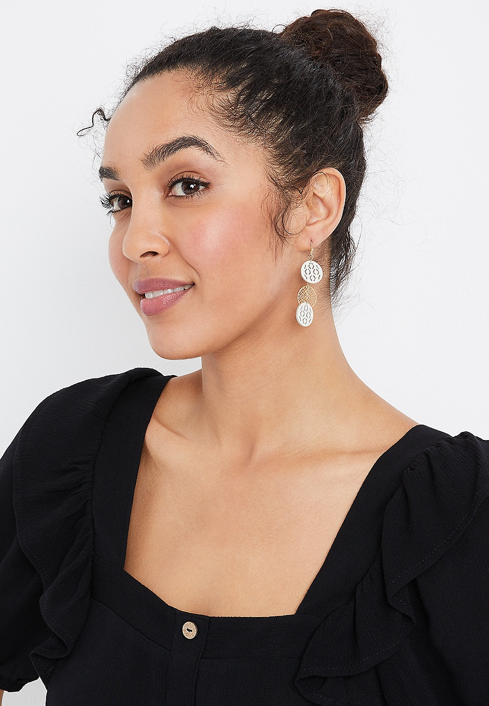 Ivory 3 Circle Drop Earrings | Maurices