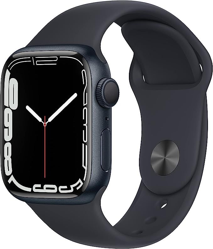 Apple Watch Series 7 GPS, 41mm Midnight Aluminum Case with Midnight Sport Band - Regular | Amazon (US)
