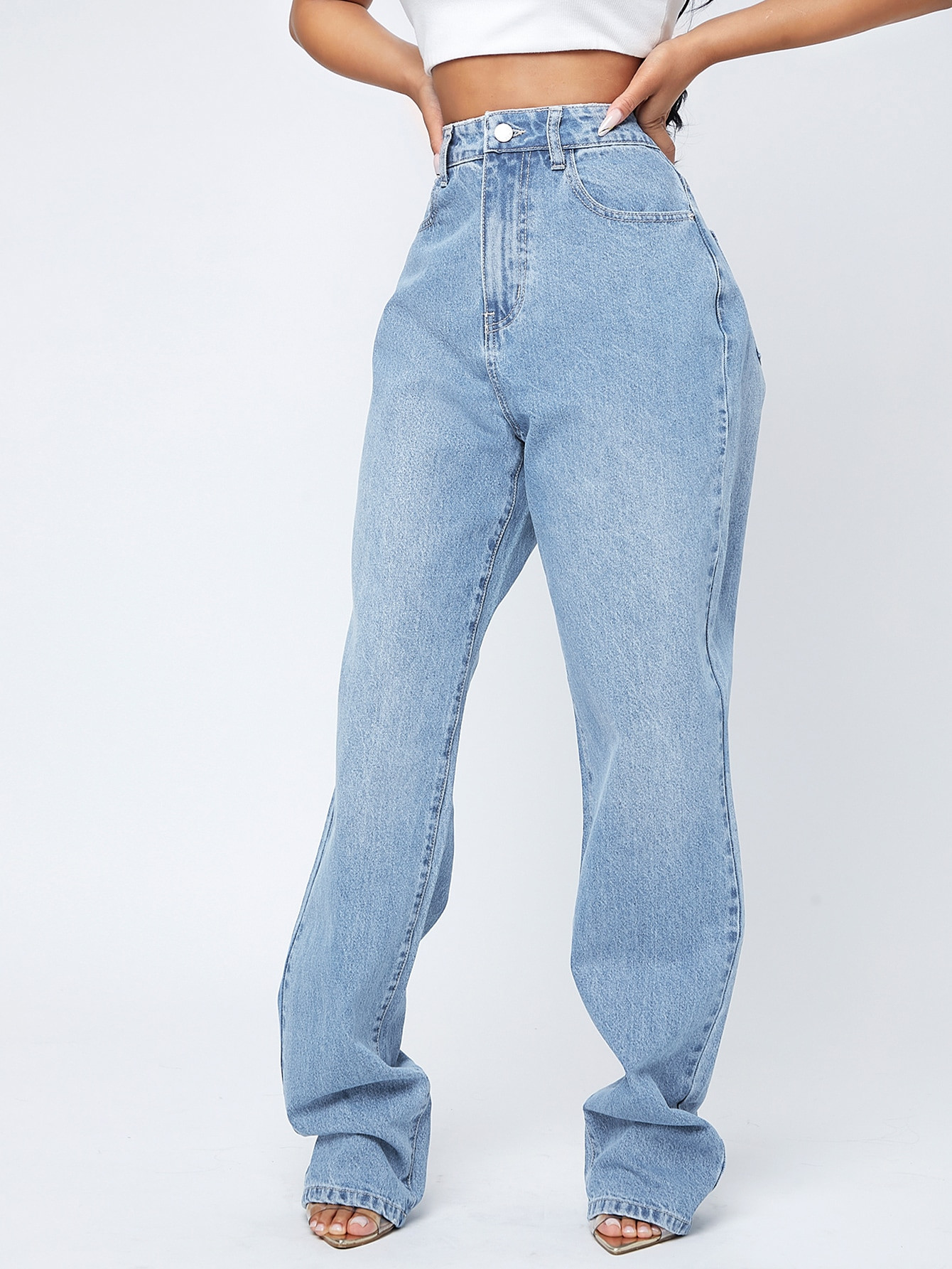 SHEIN Essnce High Waist Straight Leg Jeans | SHEIN