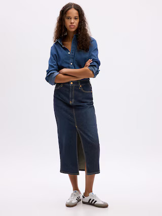 Denim Pencil Midi Skirt | Gap (US)