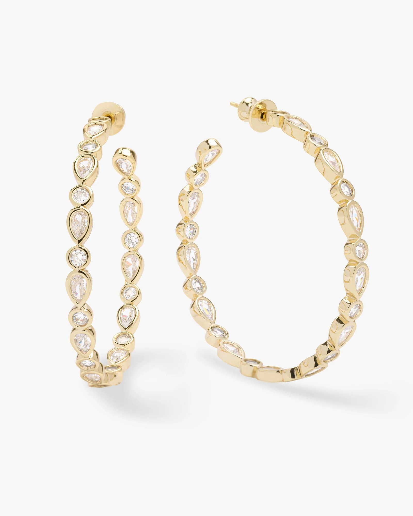 Isla Hoops 2"" - Gold|White Diamondettes | Melinda Maria Jewelry