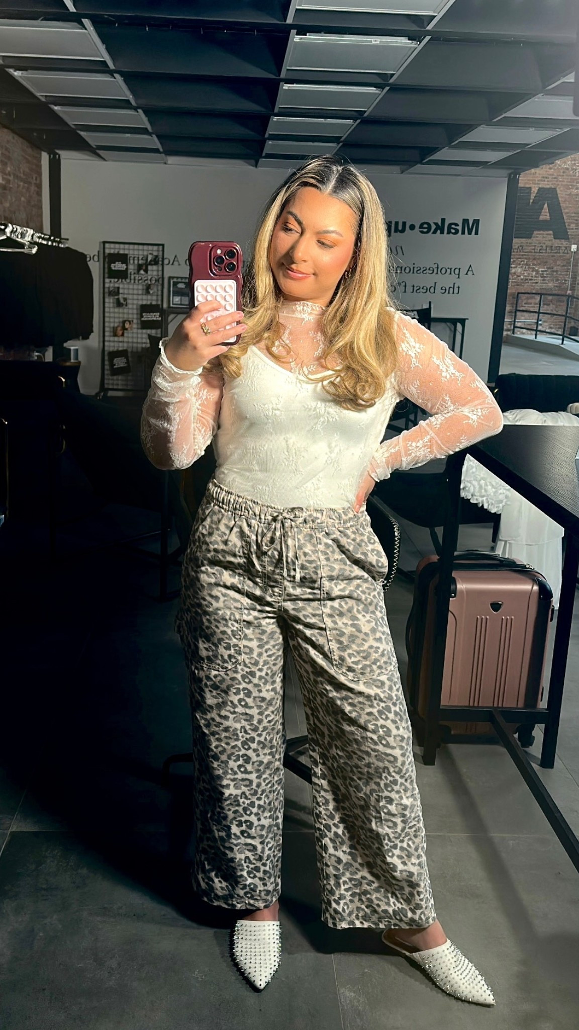 Today’s outfit for work
Cream lace top
White tank bodysuit
Cheetah print jeans
Spiked white flats

#LTKootd #LTKWorkwear #LTKdayinmylife