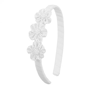 7Rainbows Boutique Triple Satin Flowers with 7 Faux Pearls White Headbands for Girls Toddlers Tee... | Amazon (US)