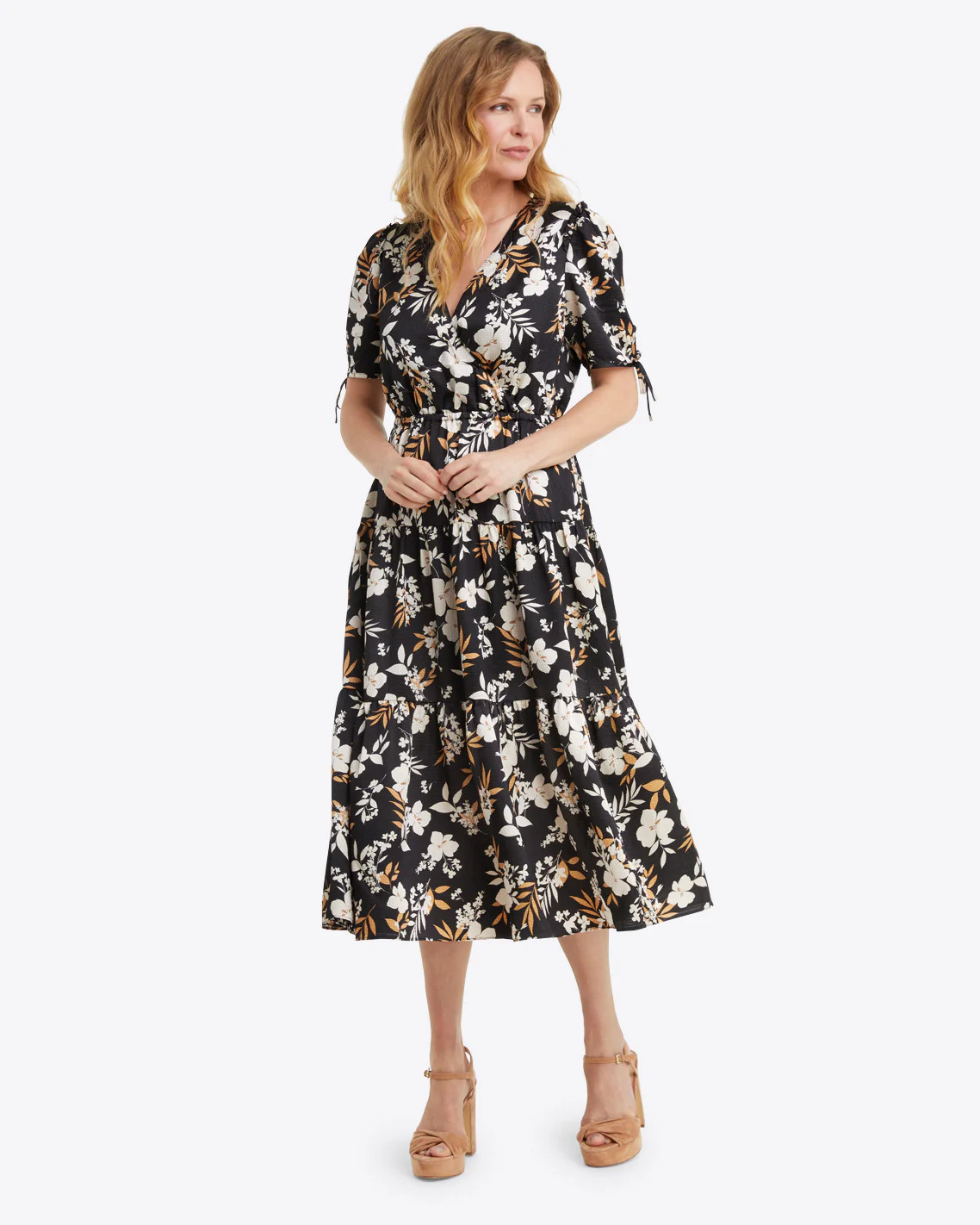 Tie Sleeve Dress in Midnight Magnolia | Draper James (US)