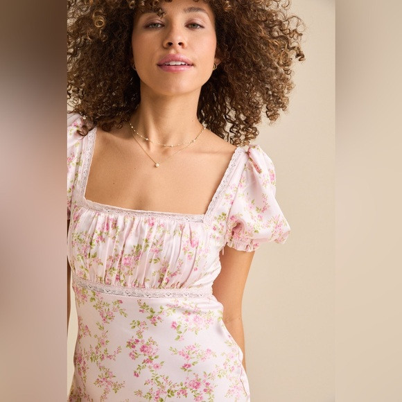 Altar’d State Kliona Maxi Satin Dress – Size S – NWT puff sleeve | Poshmark