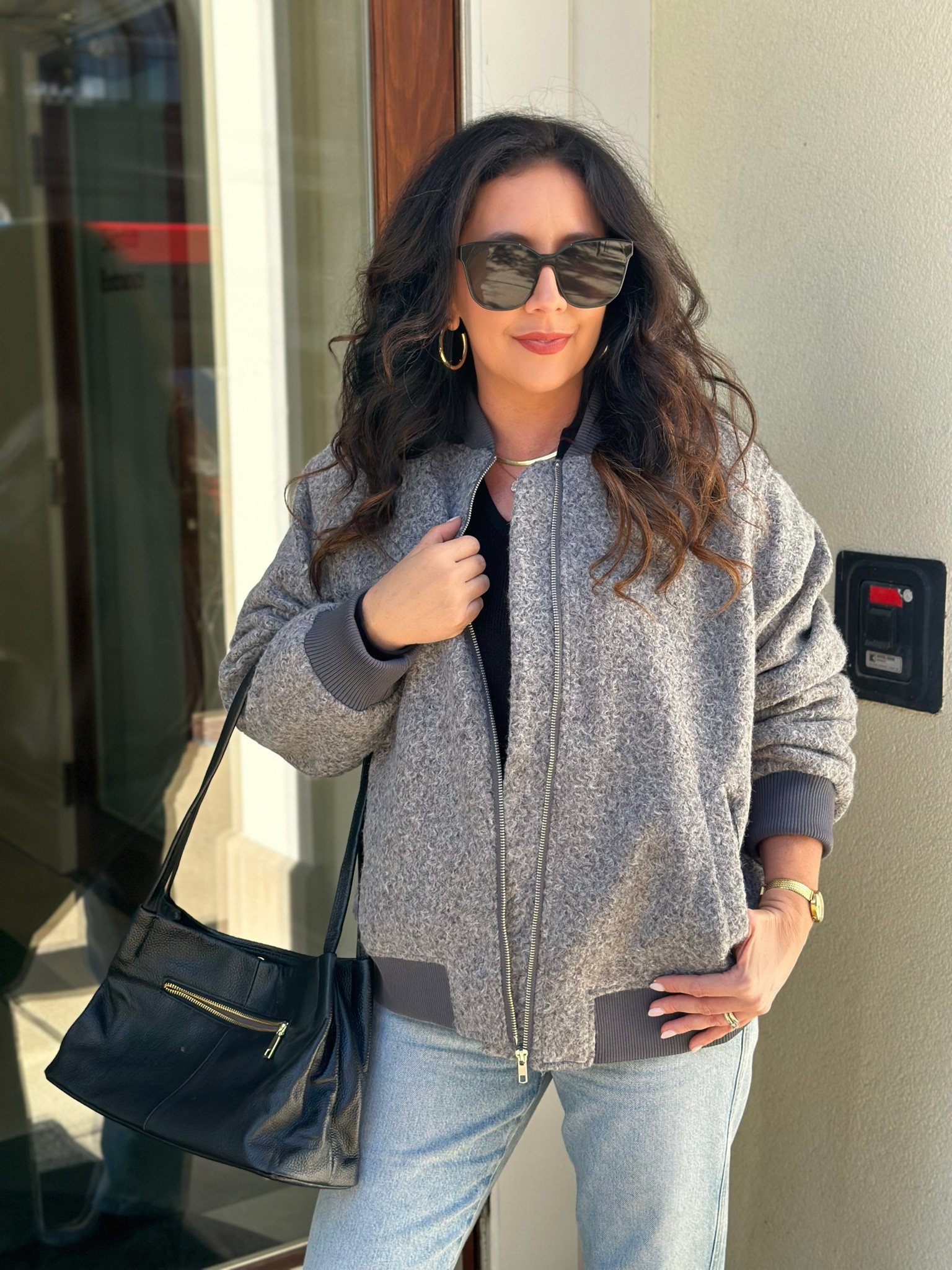Grey bomber jacket
Straight leg denim jeans


#LTKFindsUnder50 #LTKSeasonal #LTKOver40