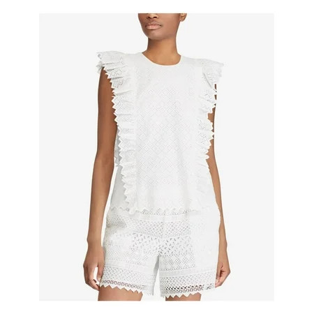 RALPH LAUREN Womens White Eyelet Top Size: XS | Walmart (US)