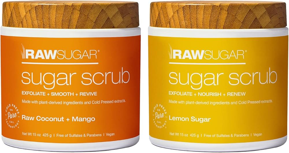 Raw Sugar - Exfoliating Sugar Scrub Body Love Bundle - Raw Coconut + Mango and Lemon Sugar, Clean... | Amazon (US)