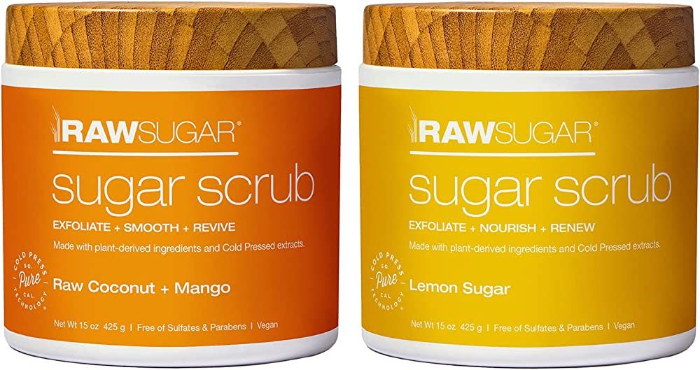 Raw Sugar - Sugar Scrub Body Love Bundle - Raw Coconut + Mango and Lemon Sugar, Clean, Made with ... | Amazon (US)