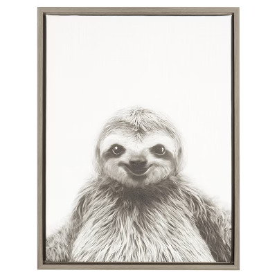24" x 18" Sloth Framed Canvas Art - Uniek | Target