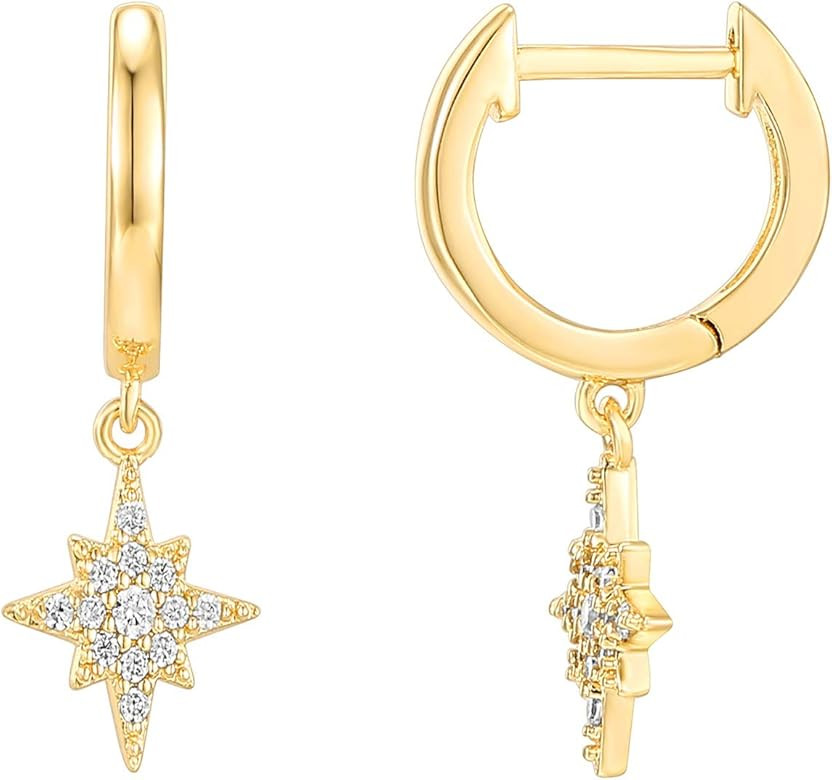 Amazon.com: PAVOI 14K Yellow Gold Plated S925 Sterling Silver Post Drop / Dangle Huggie Earrings ... | Amazon (US)