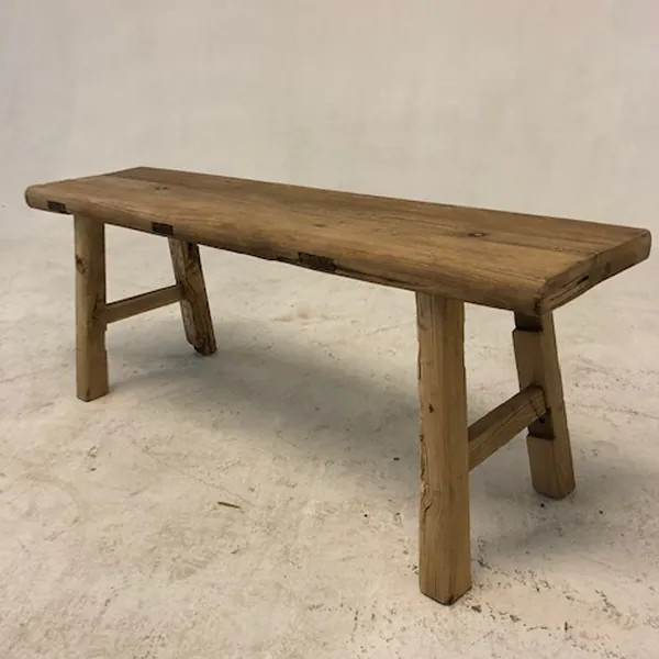 El Paso Import Handmade Vintage Elm Bench, Natural Wooden Finish - 48"L x 12"W x 19"H | Bed Bath & Beyond