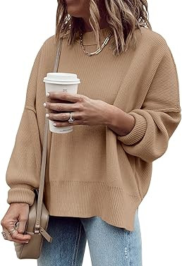 Imily Bela Womens Oversized Tunic Sweaters Fall Slouchy Long Sleeve Ribbed Knit Side Slit Pullover J | Amazon (US)