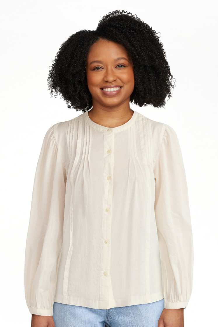 Time and Tru Women's Pintuck Blouse with Long Sleeves, Sizes XS-XXXL | Walmart (US)